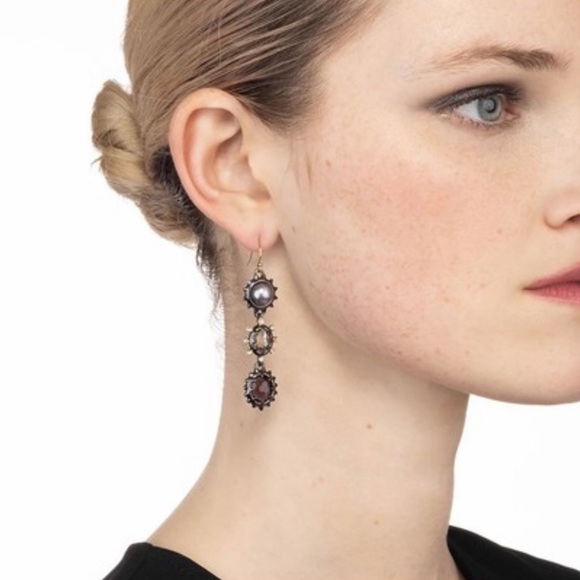 ALEXIS BITTAR • Georgian Stone Triple Drop Earrings - Picture 2 of 5